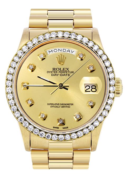 gold rolex presidential diamond bezel|rolex presidential diamond bezel price.